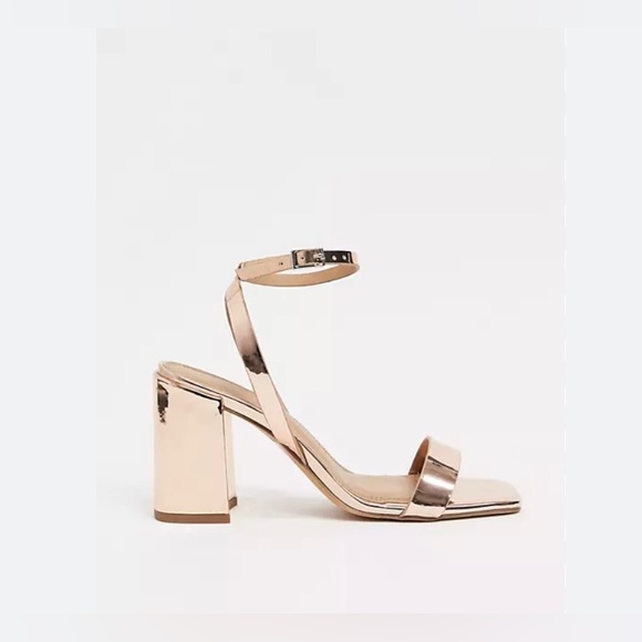 ASOS DESIGN Havana barely there block heeled sandals in rose gold Size 10 - Picture 2 of 12